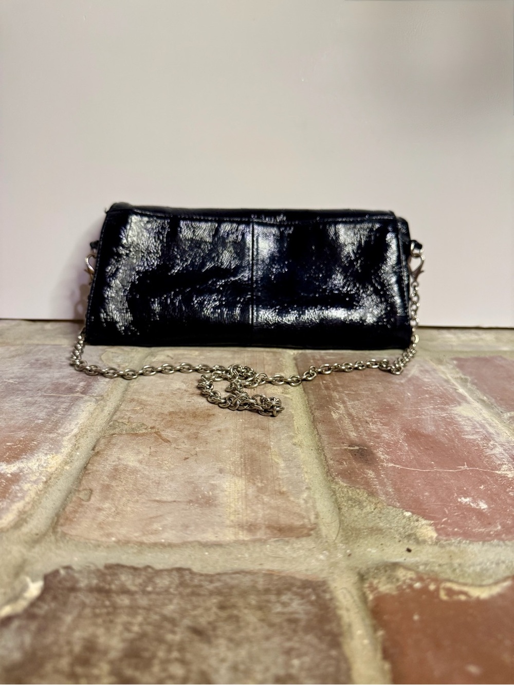 HOBO International Black Patent Leather Clutch/Crossbody